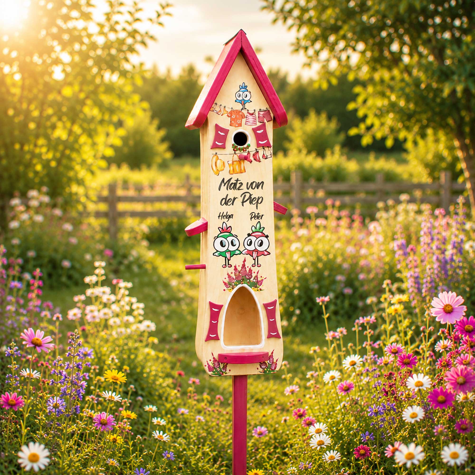 Vogelhaus geschenk für Oma Opa Eltern Vogelvilla Garten Deko buntes Vogelhaus personalisiertes geschenk