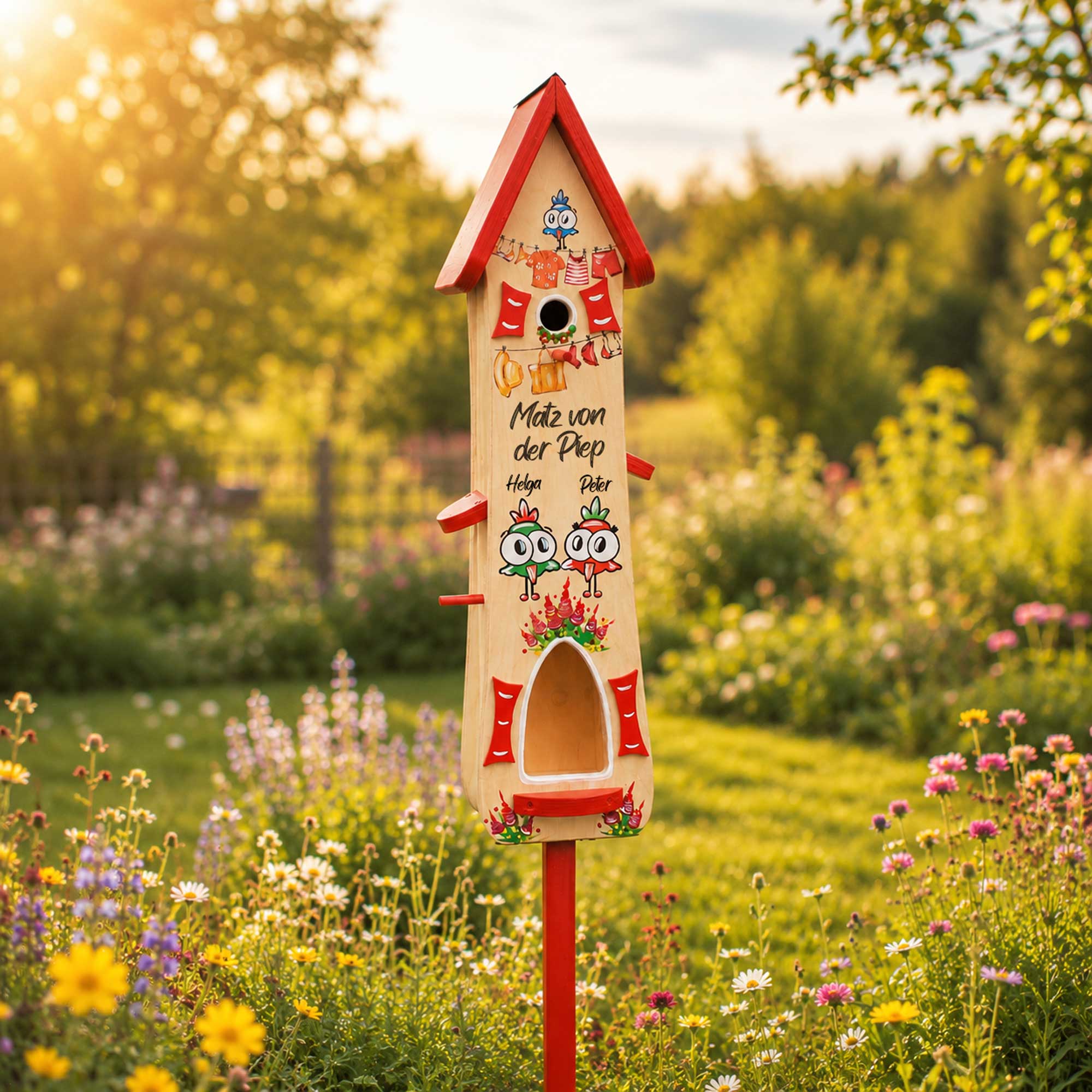 Vogelhaus geschenk für Oma Opa Eltern Vogelvilla Garten Deko buntes Vogelhaus personalisiertes geschenk