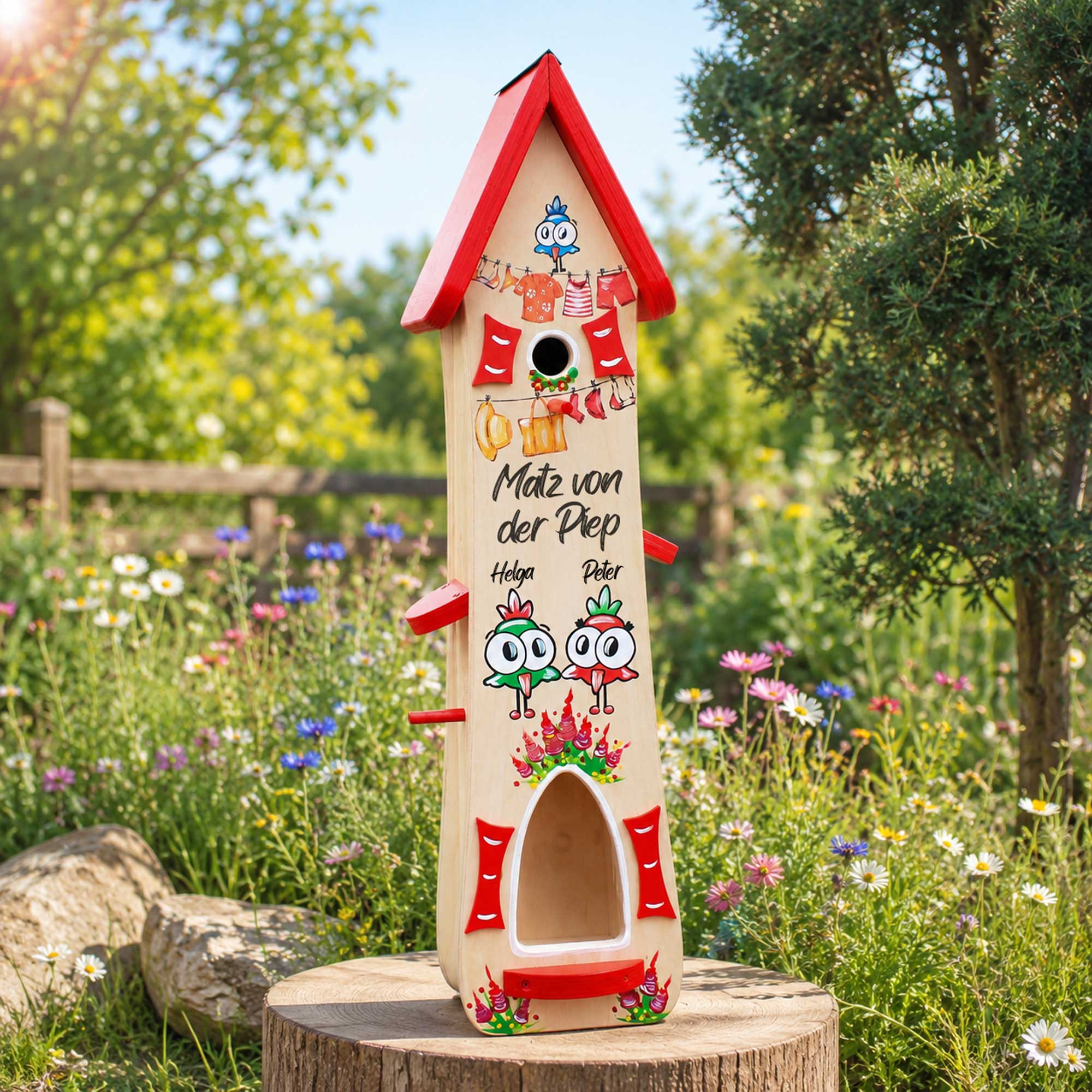 Vogelhaus geschenk für Oma Opa Eltern Vogelvilla Garten Deko buntes Vogelhaus personalisiertes geschenk