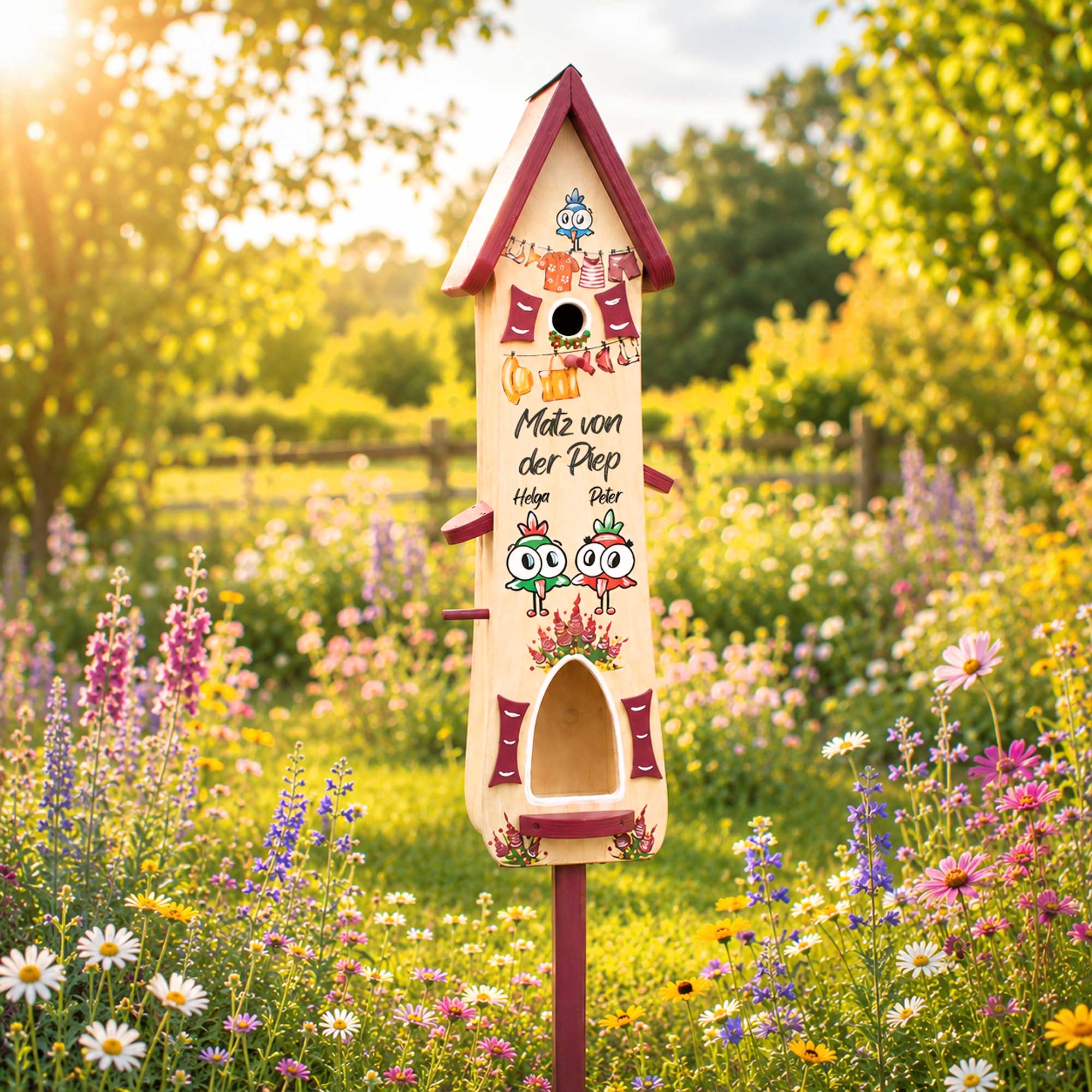 Vogelhaus geschenk für Oma Opa Eltern Vogelvilla Garten Deko buntes Vogelhaus personalisiertes geschenk
