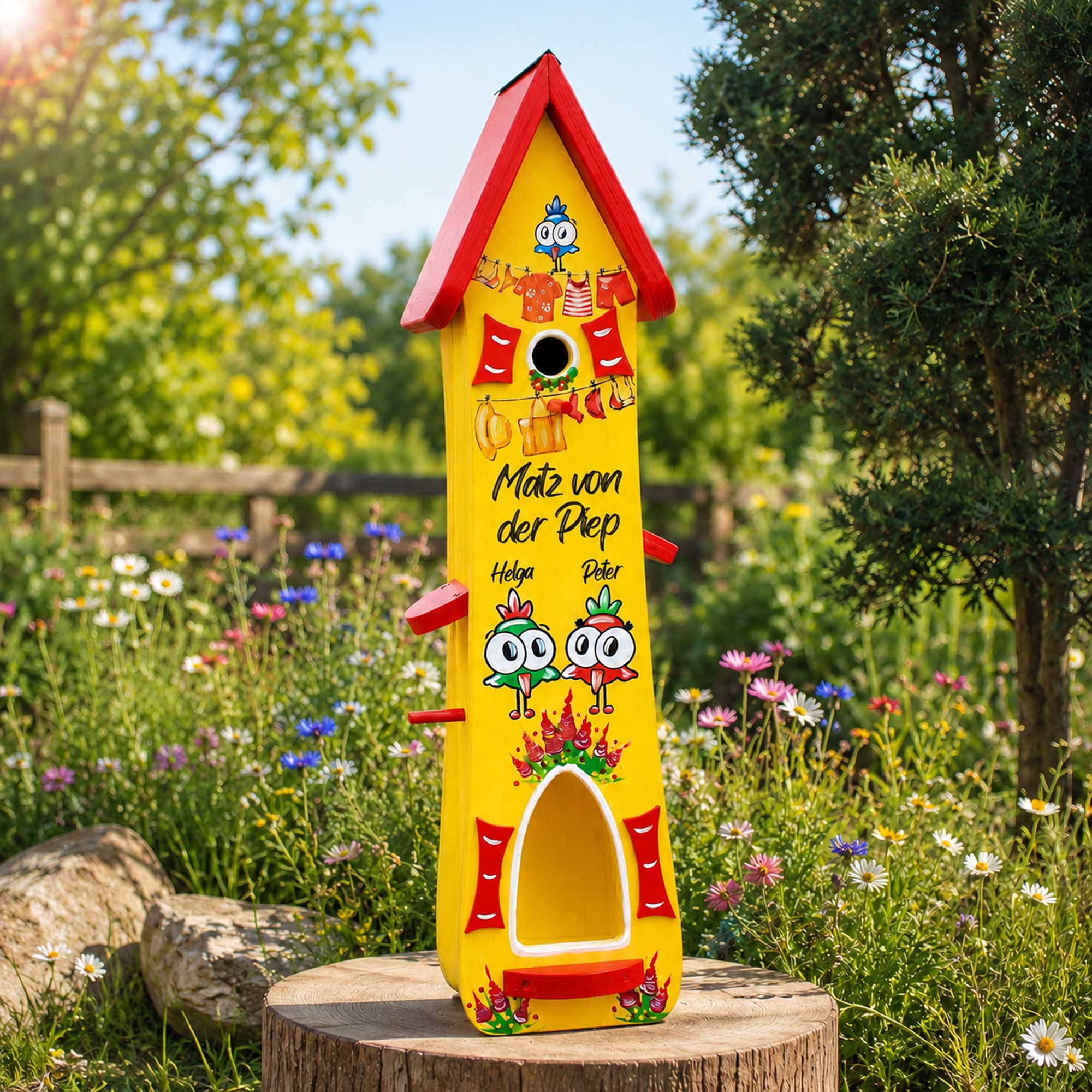 Vogelhaus geschenk für Oma Opa Eltern Vogelvilla Garten Deko buntes Vogelhaus personalisiertes geschenk