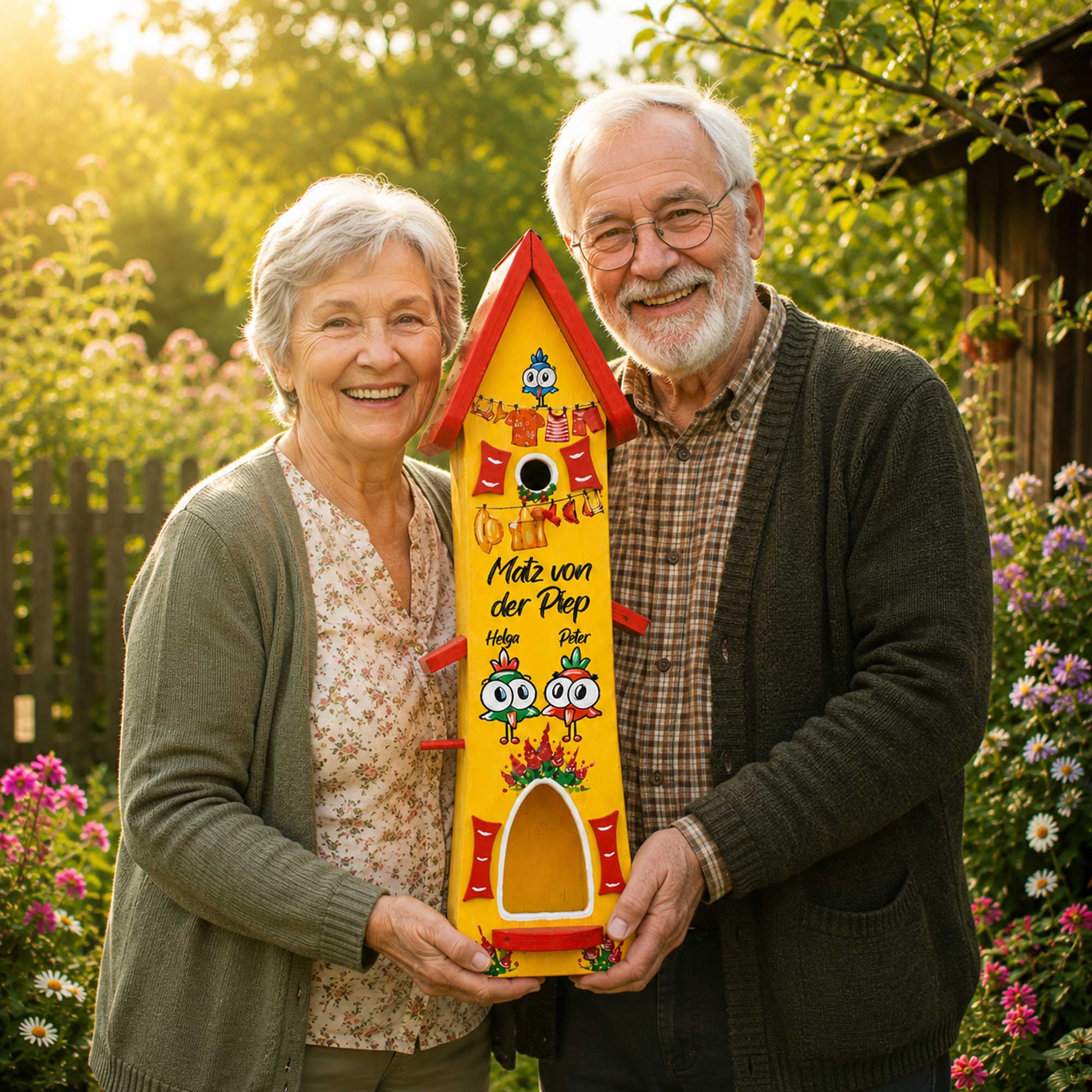 Vogelhaus geschenk für Oma Opa Eltern Vogelvilla Garten Deko buntes Vogelhaus personalisiertes geschenk