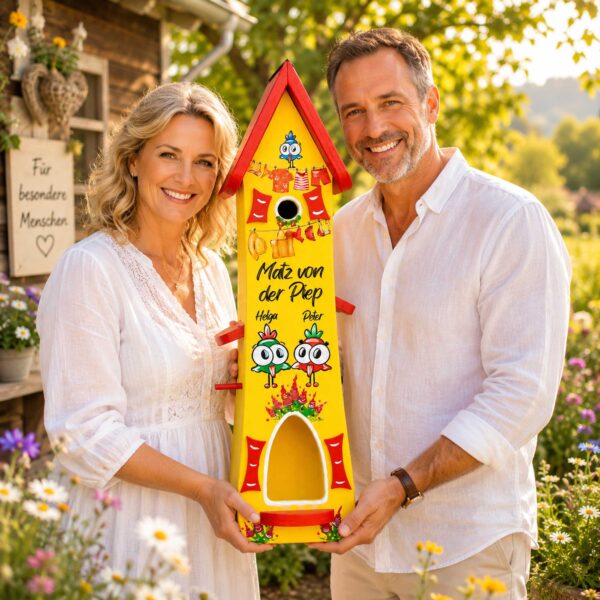 Vogelhaus geschenk für Oma Opa Eltern Vogelvilla Garten Deko buntes Vogelhaus personalisiertes geschenk