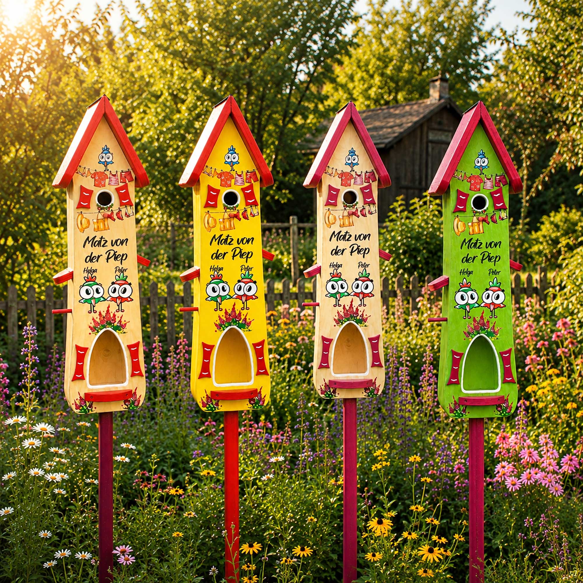 Vogelhaus geschenk für Oma Opa Eltern Vogelvilla Garten Deko buntes Vogelhaus personalisiertes geschenk