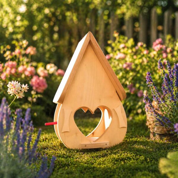 Vogelhaus bemalen Bausatz zum selbst gestalten als Kindergarten abschied Geschenk in Herzform mit Farbe