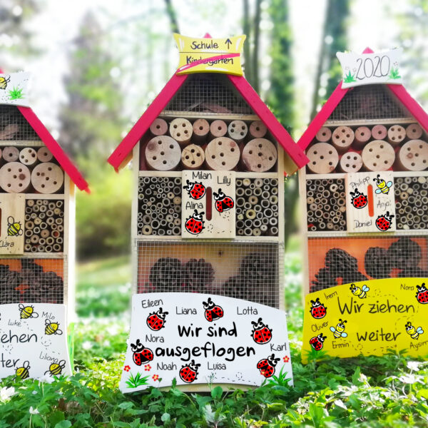 Kindergarten Abschiedsgeschenk Insektenhotel Bienen und Marienkäfer für die Tagesmutter