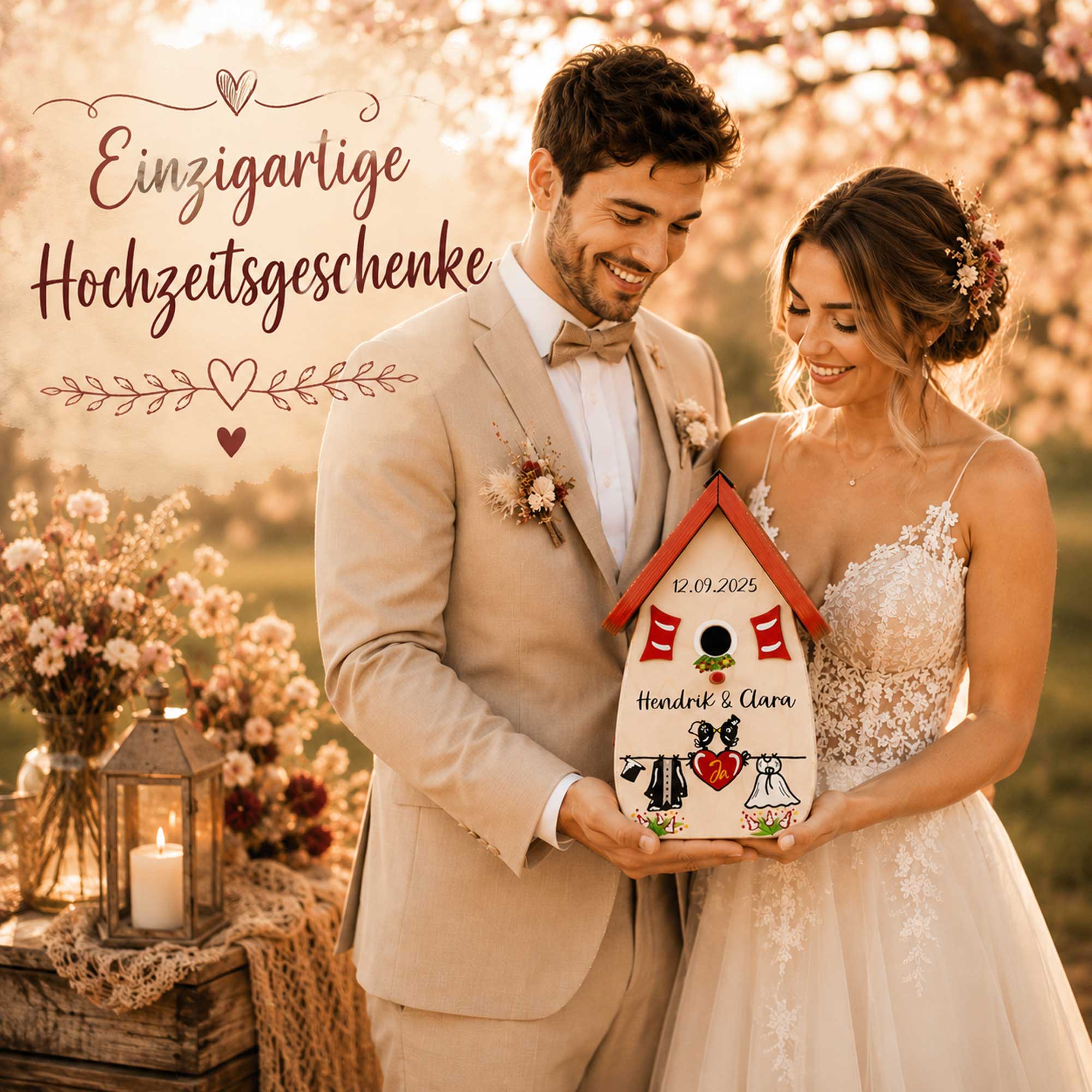 Persönliches Hochzeitsgeschenk für Brautpaar Personalisiertes geschenk Hochzeit, Namen vom Brautpaar bleibende Erinnerungen