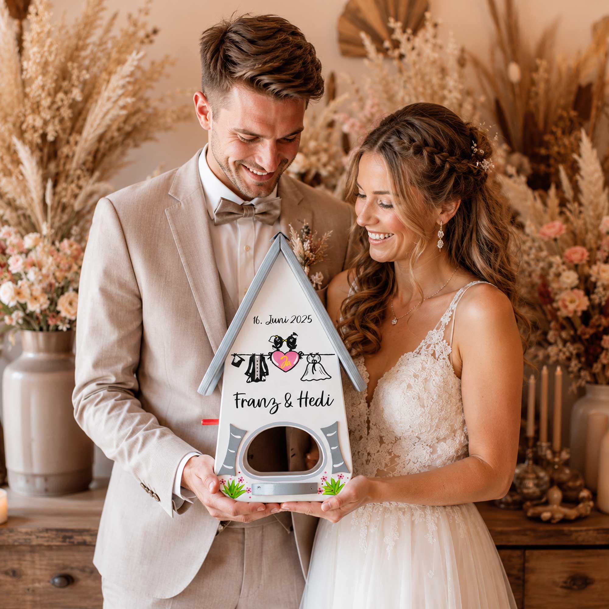 Persönliches Hochzeitsgeschenk fürs Brautpaar personalisiert mit namen Geschenk Trauzeugin Beste Freundin nachhaltig