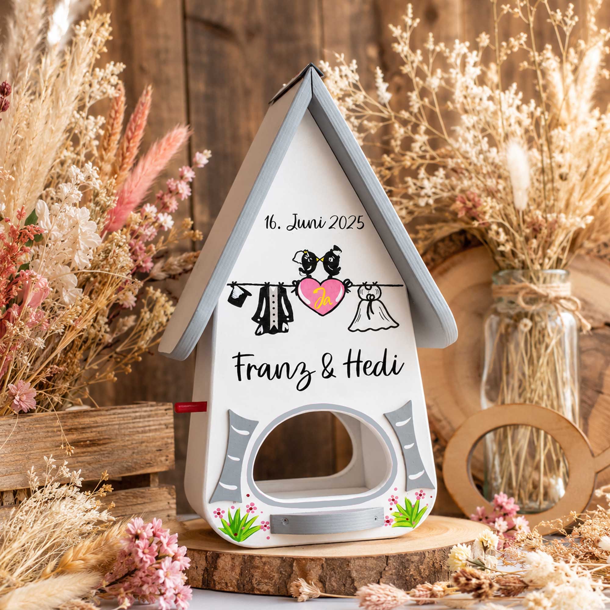 Vogelhaus Hochzeit Persönliches Hochzeitsgeschenk Futterhaus XXL – Bild 6