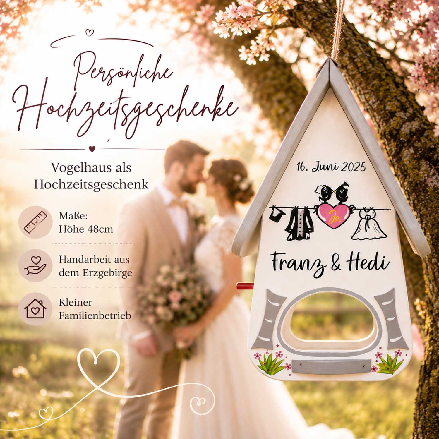 Persönliches Hochzeitsgeschenk fürs Brautpaar personalisiert mit namen Geschenk Trauzeugin Beste Freundin nachhaltig