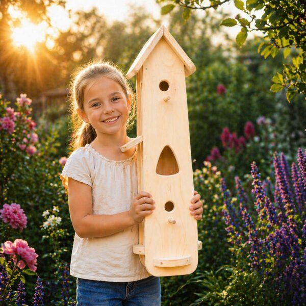 Vogelhaus bemalen Bausatz zum selbst gestalten als Kindergarten abschied nachhaltiges Geschenk mit Farbe