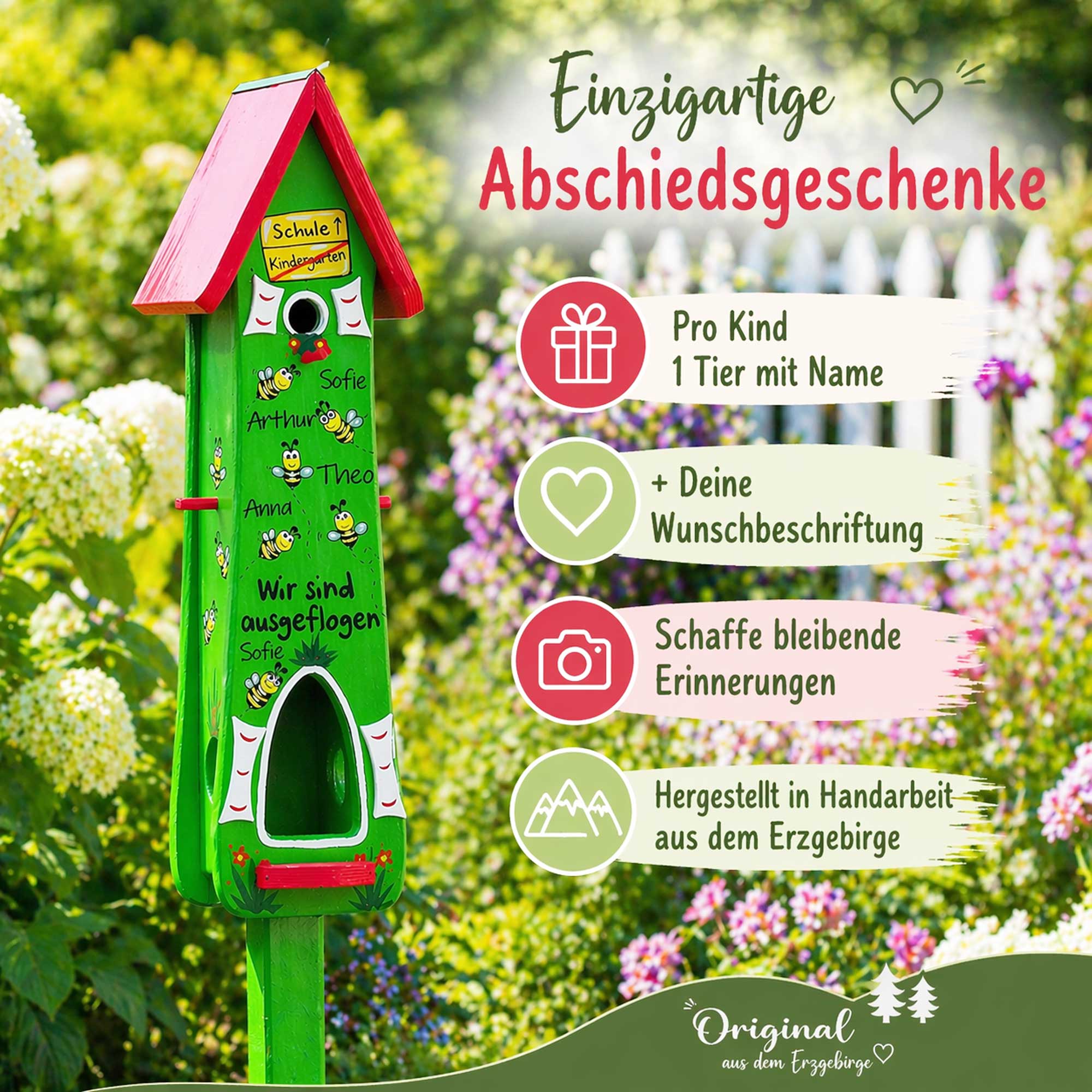 Persönliches Abschiedsgeschenk für die Erzieherin, nützliches Geschenk Kindergarten Abschied mit Bienen Bienengruppe