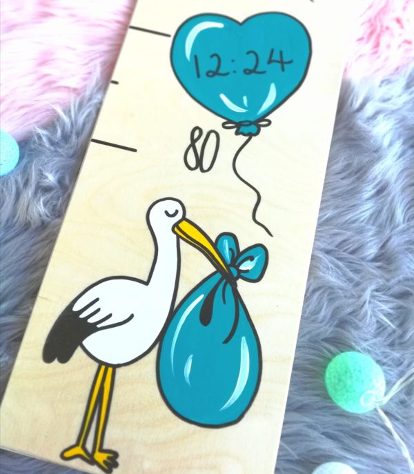Original Vogelliebe Kinderzimmer Kindermesslatten Storch Motiven für Mädchen als Geburtstagsgeschenk