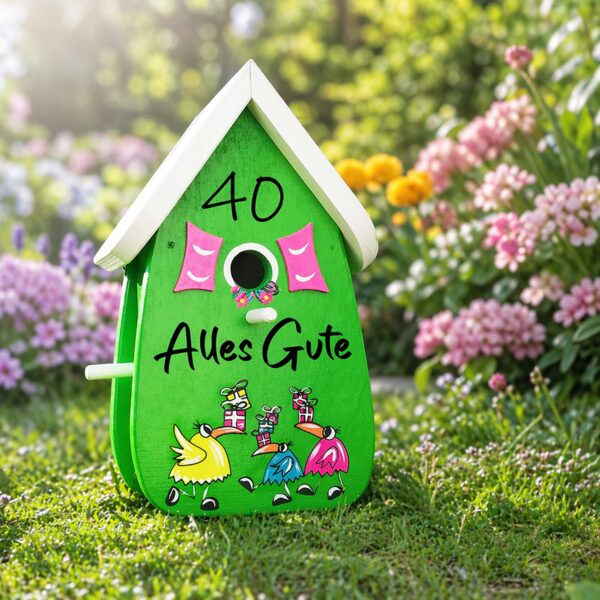 Geschenkidee zum runden geburtstag 40 jahre 50 jahre kreative geschenkidee vogelhaus garten