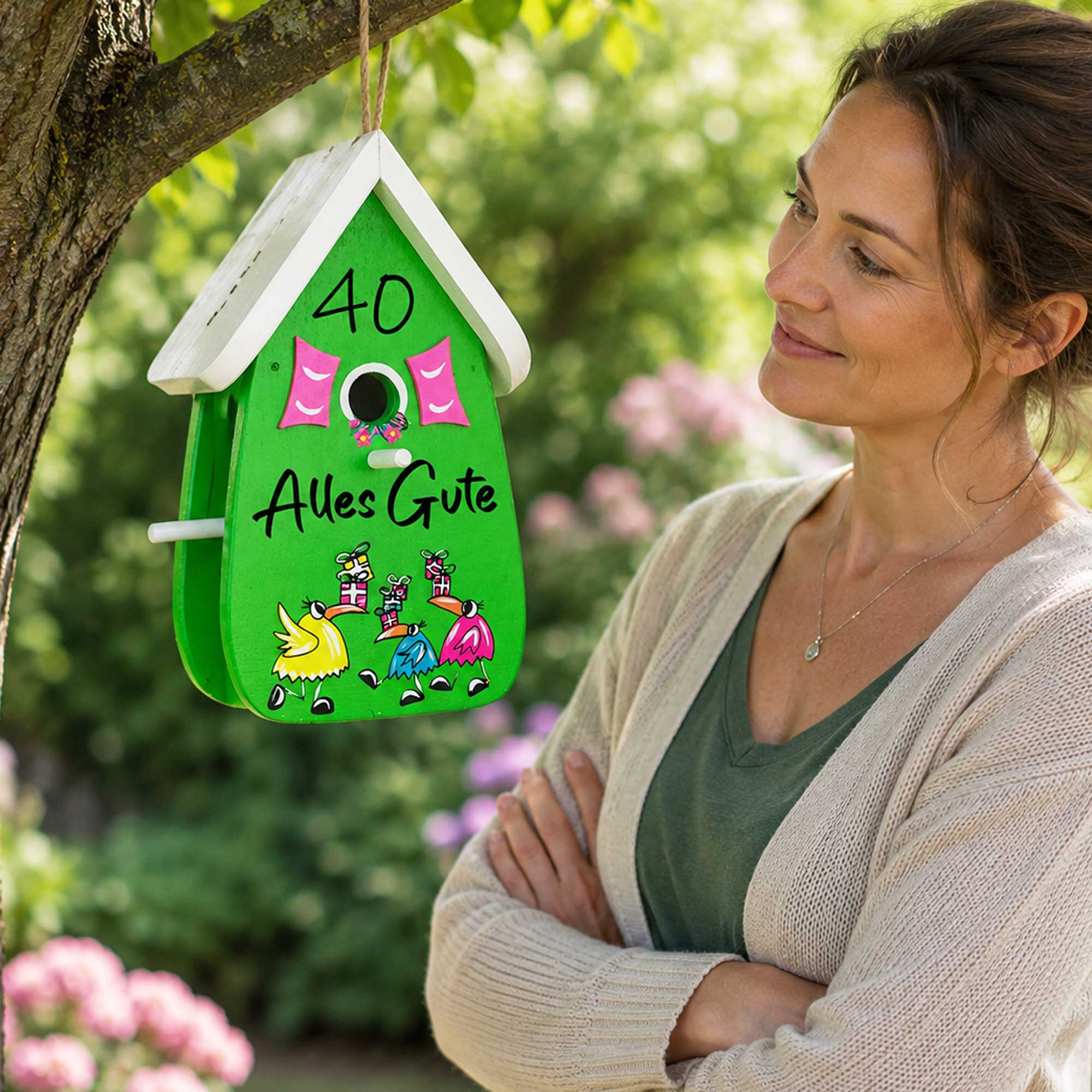 Geschenkidee zum runden geburtstag 40 jahre 50 jahre kreative geschenkidee vogelhaus garten