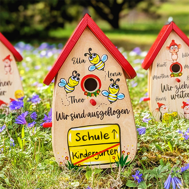 Kindergartenabschied Geschenkidee Nistkasten Bienen und Ortsschild – Bild 8