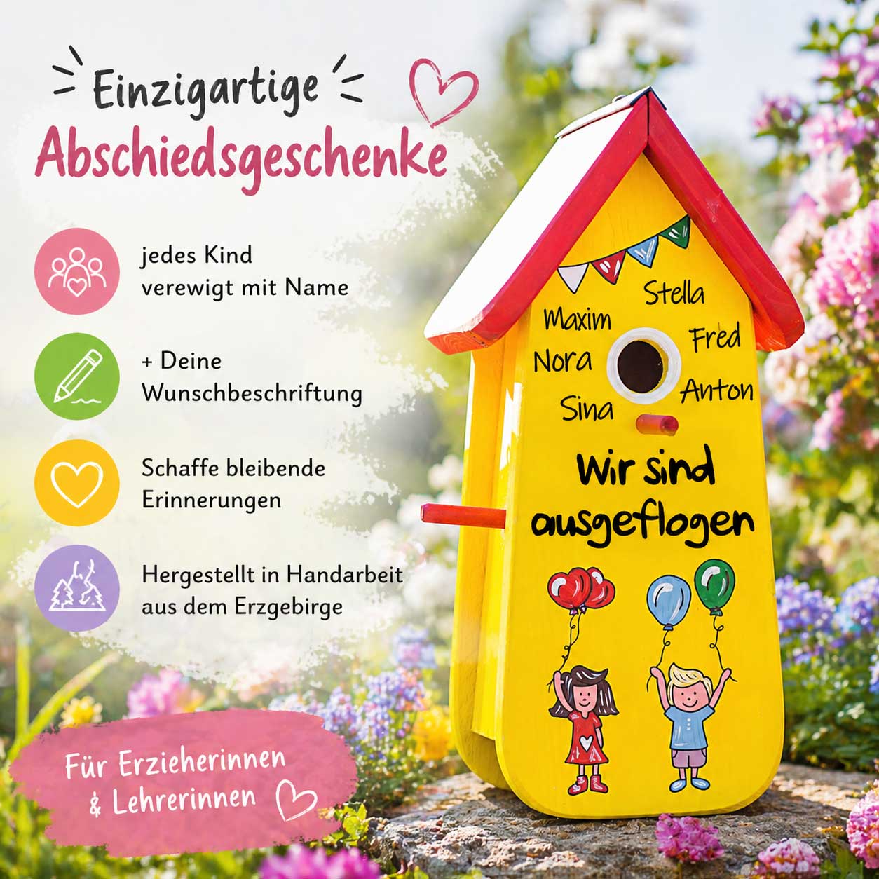 Abschiedsgeschenk Kindergarten und Erzieherin Kita Tagesmutter Grundschule Kinder schmal – Bild 3