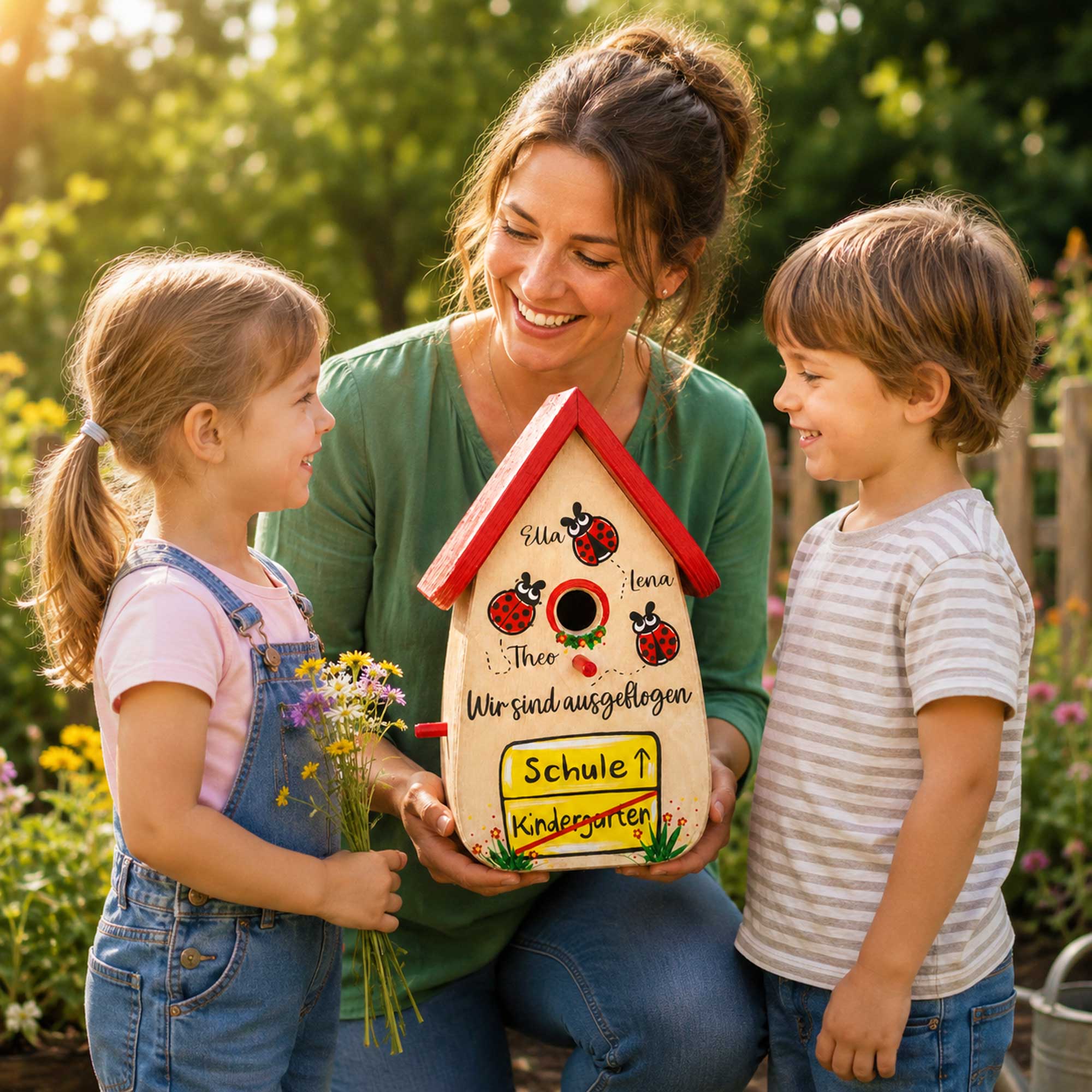 Persönliche Geschenkidee zum Abschluss Kindergarten Krippe tagesmutter Erzieherin Marienkäfer Vogelhaus