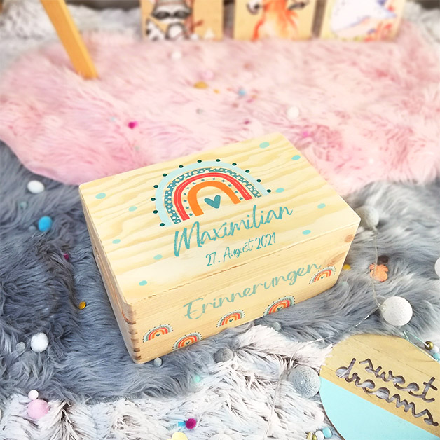 Erinnerungskiste Regenbogen Mädchen Boho – Bild 5