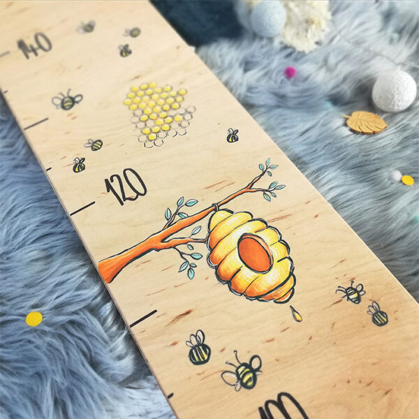 Messlatte Biene Holz mit name für Kinder Kinderzimmer