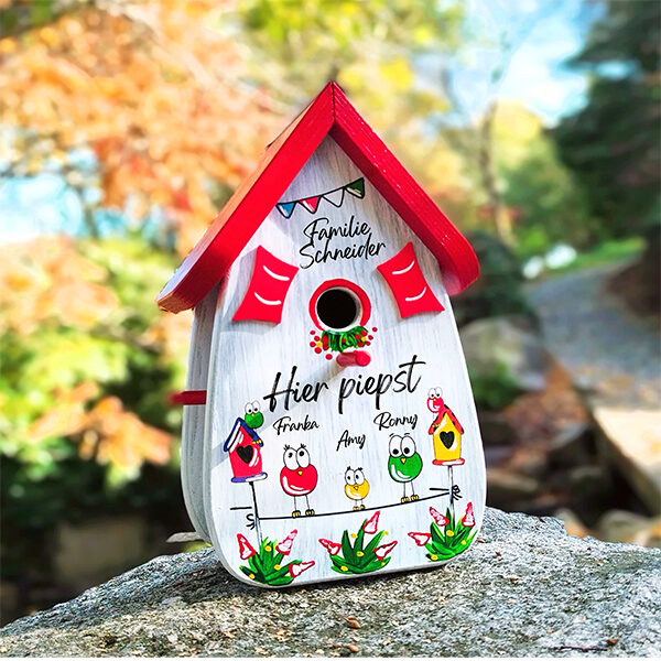Vogelhaus Geschenk für die Familie zum runden Geburtstag Namensschild Familie Einzug Richtfest Geburtstag personalisiert