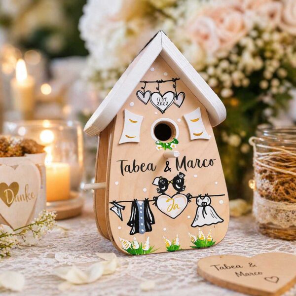 Vogelhaus Geschenk persönlich zur Hochzeit Brautpaar Geldgeschenk personalisiert