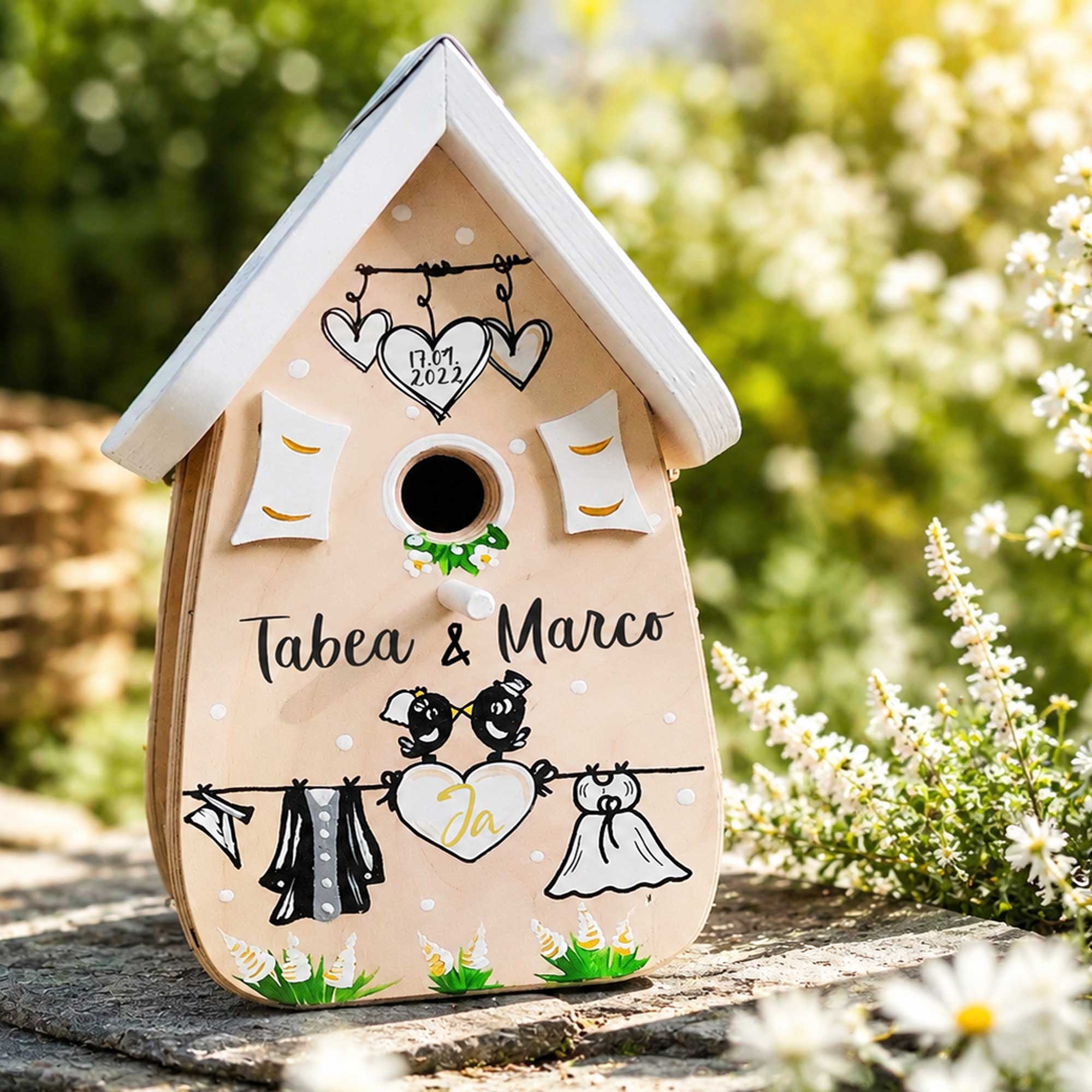 Vogelhaus Geschenk persönlich zur Hochzeit Brautpaar Geldgeschenk personalisiert