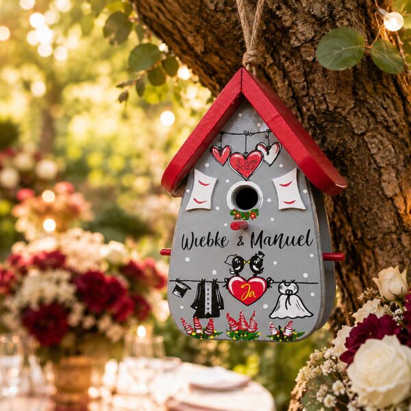 Vogelhaus Geschenk persönlich zur Hochzeit Brautpaar Geldgeschenk personalisiert