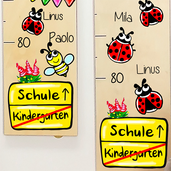 Abschiedsgeschenk Erzieherin Messlatte mit Bienen und Marienkäfer Tagesmutter Kindergarten