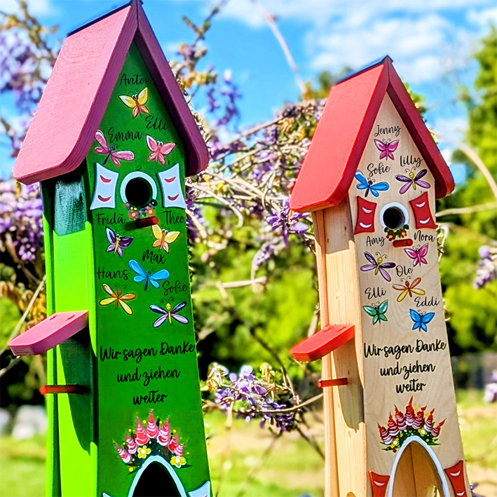 Abschiedsgeschenk Erzieherin Lehrerin Lehrer grundschule Schule Schmetterlinge Schmetterlingsgruppe Vogelhaus persönliches Abschiedsgeschenk