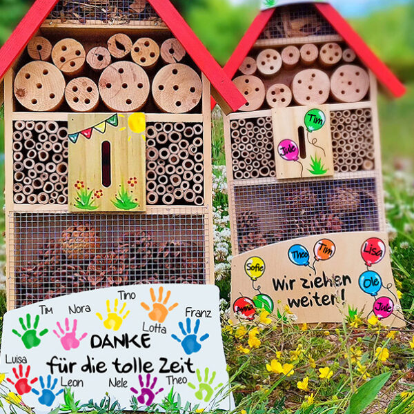 Kindergarten Abschiedsgeschenk Erzieherin Insektenhotel Hände Handabdrücke für die Tagesmutter