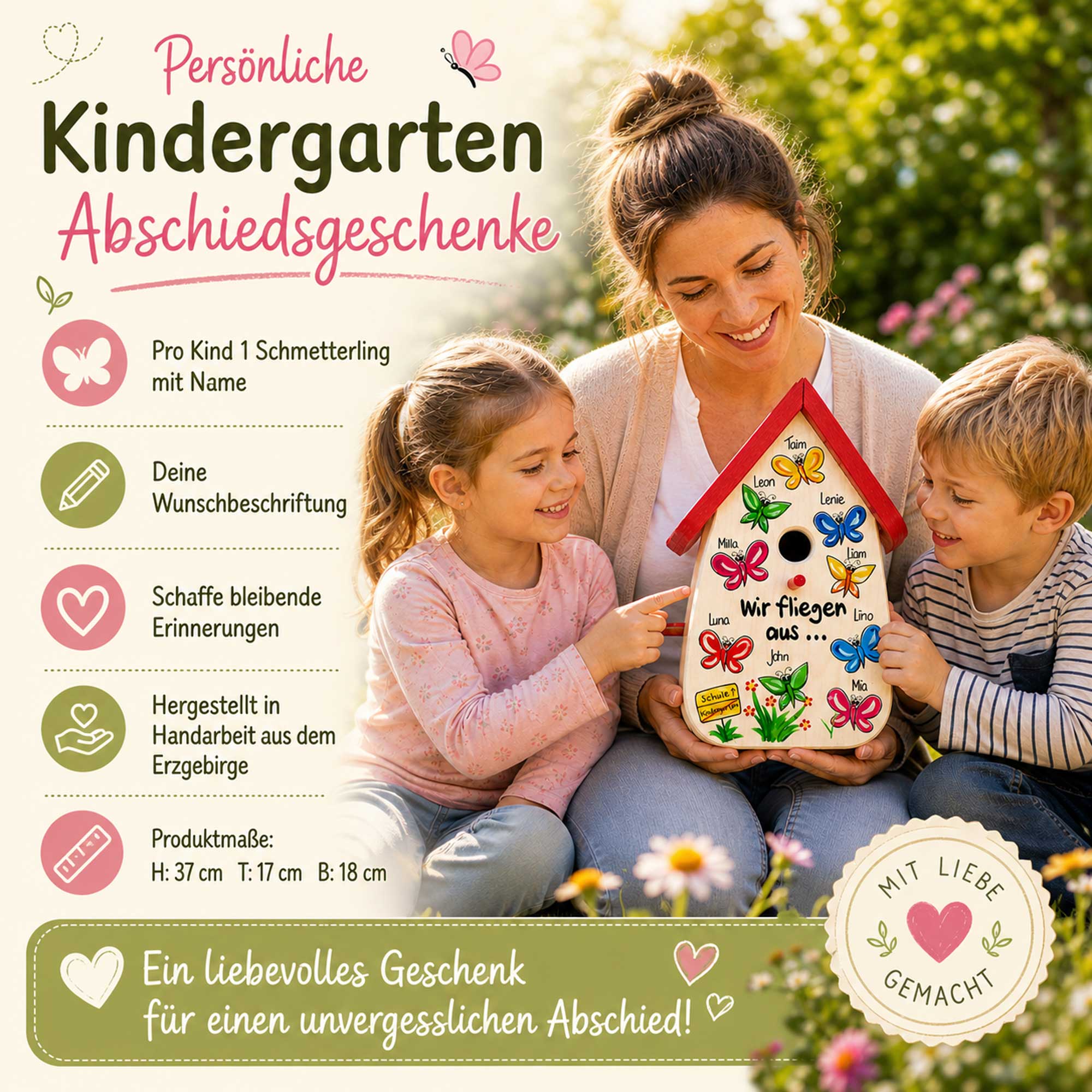 Persönliches Abschiedsgeschenk erzieherin geschenk Kindergarten nachhaltiges geschenk Schmetterlinge