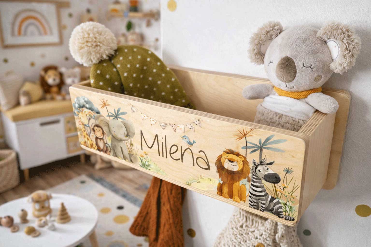 Kindergarderobe als Geschenk mit Name inkl. Ablage - großes Ablagefach 5 Dschungeltiere 2025 – Bild 6