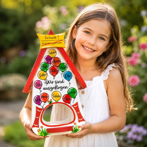 Persönliches Abschiedsgeschenk kindergarten erzieherin Vogelhaus Luftballons personalisiertes geschenk tagesmutter