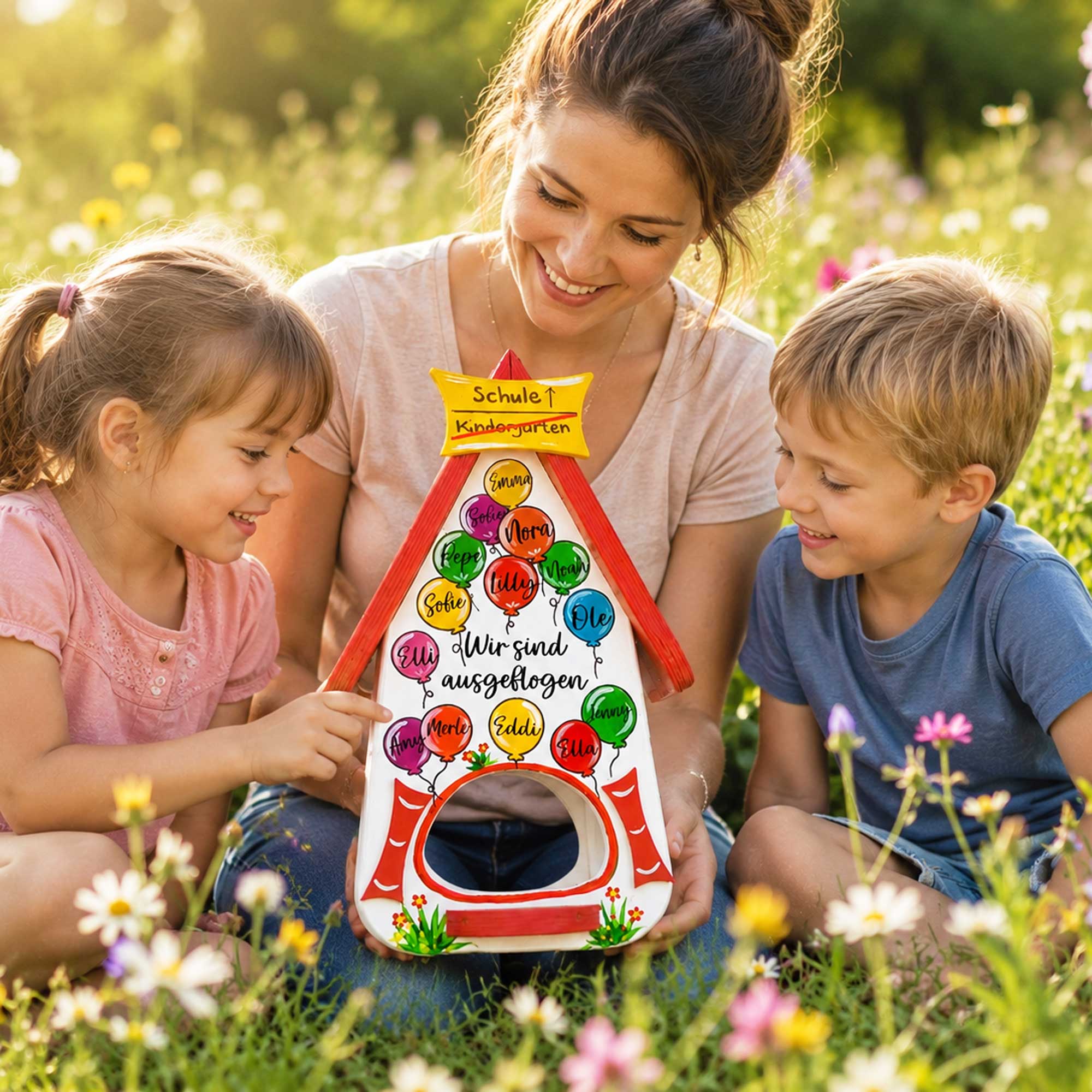 Persönliches Abschiedsgeschenk kindergarten erzieherin Vogelhaus Luftballons personalisiertes geschenk tagesmutter