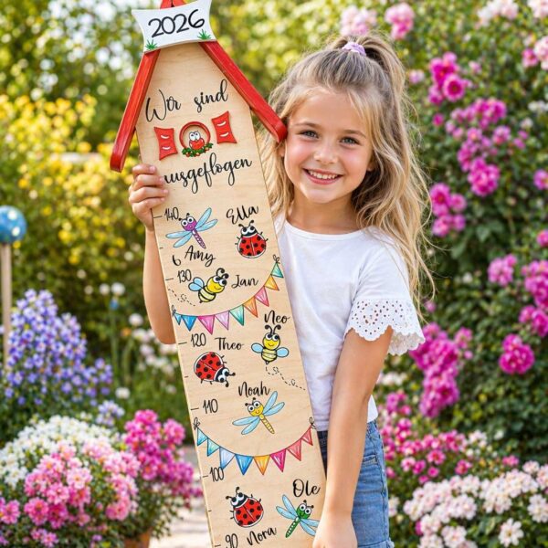 persönliches Abschiedsgeschenk Kindergarten Erzieherin Messlatte für außen Garten nachhaltiges Geschenk mit Tieren und Namen persönliches lustiges persönliches geschenk