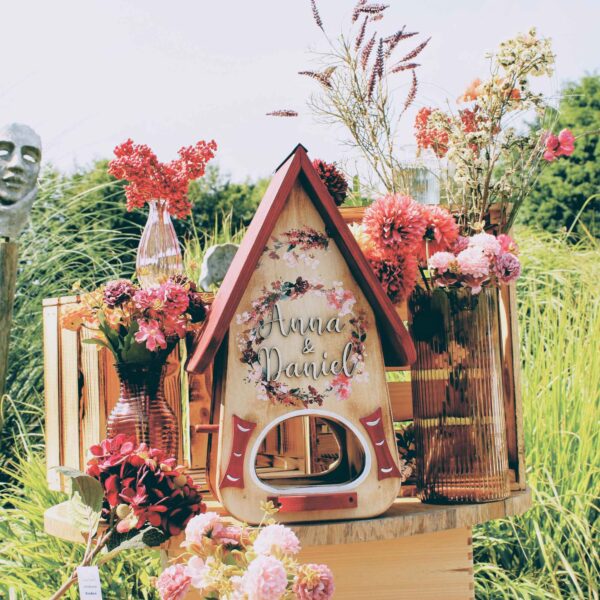 Vogelhaus Hochzeit Geschenk geflammt kreatives persönliches Geschenk Holz für Brautpaar