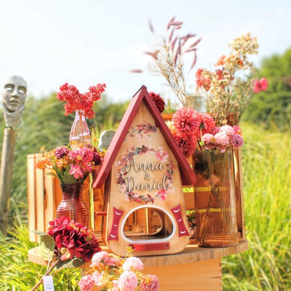 Vogelhaus Hochzeit Geschenk geflammt kreatives persönliches Geschenk Holz für Brautpaar