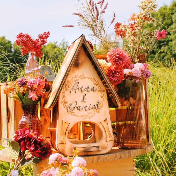 Vogelhaus Hochzeit Geschenk geflammt kreatives persönliches Geschenk Holz für Brautpaar