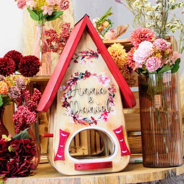 Vogelhaus Hochzeit Geschenk geflammt kreatives persönliches Geschenk Holz für Brautpaar