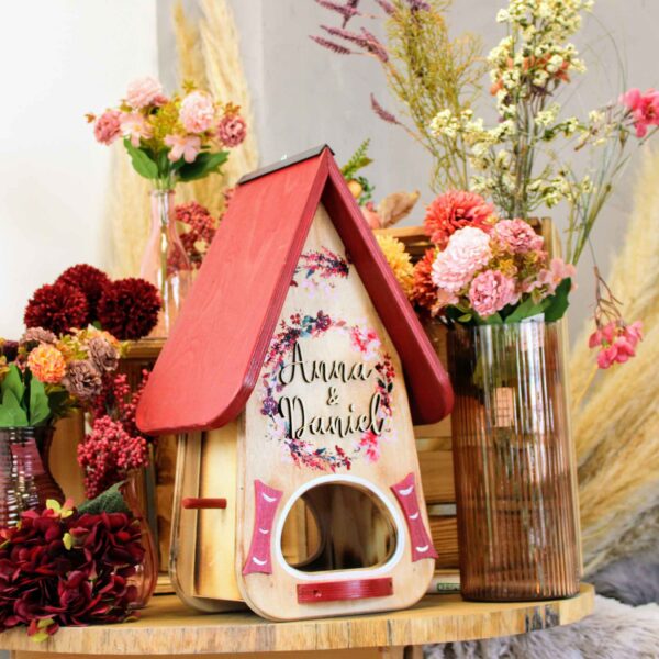 Vogelhaus Hochzeit Geschenk geflammt kreatives persönliches Geschenk Holz für Brautpaar