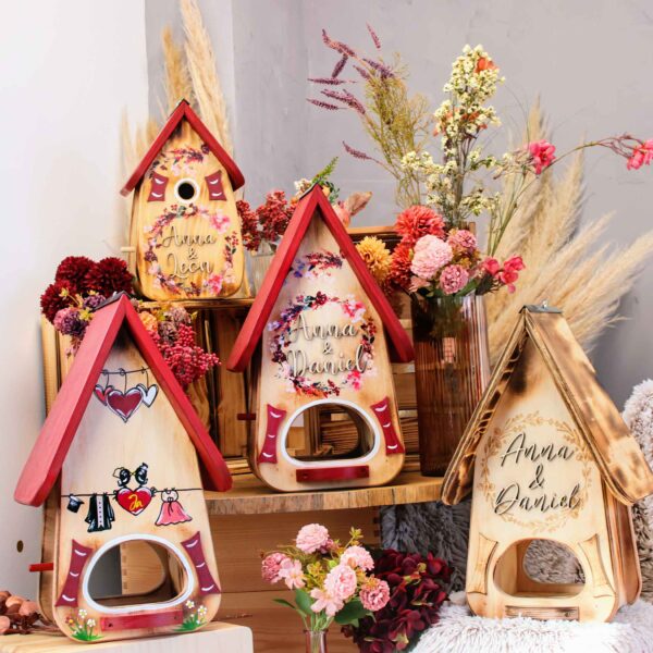 Vogelhaus Hochzeit Geschenk geflammt kreatives persönliches Geschenk Holz für Brautpaar
