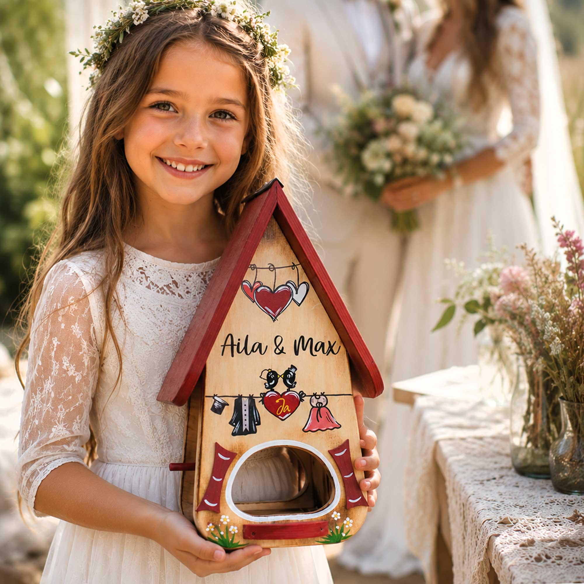 geschenkidee Trauzeugin Eltern Hochzeit Geschenk persönliches Holz Boho Bohohochzeit Beere Geschenk von Herzen