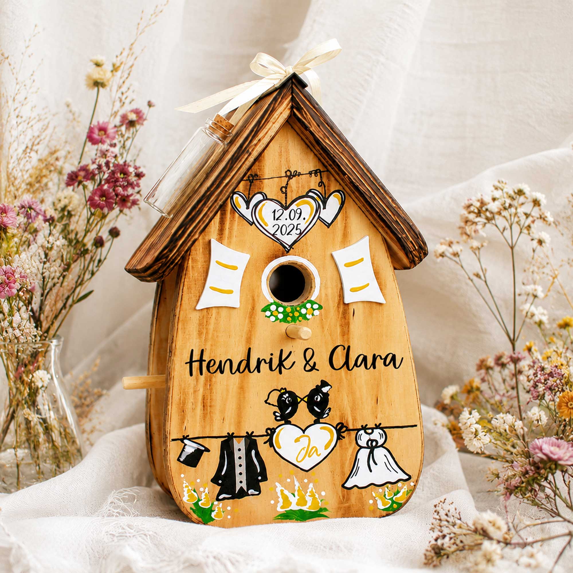 Alpen Hochzeit Holz Natur Wildblumen Hochzeit Geschenk rustikal, Persönliches Personalisiertes Hochzeitsgeschenk
