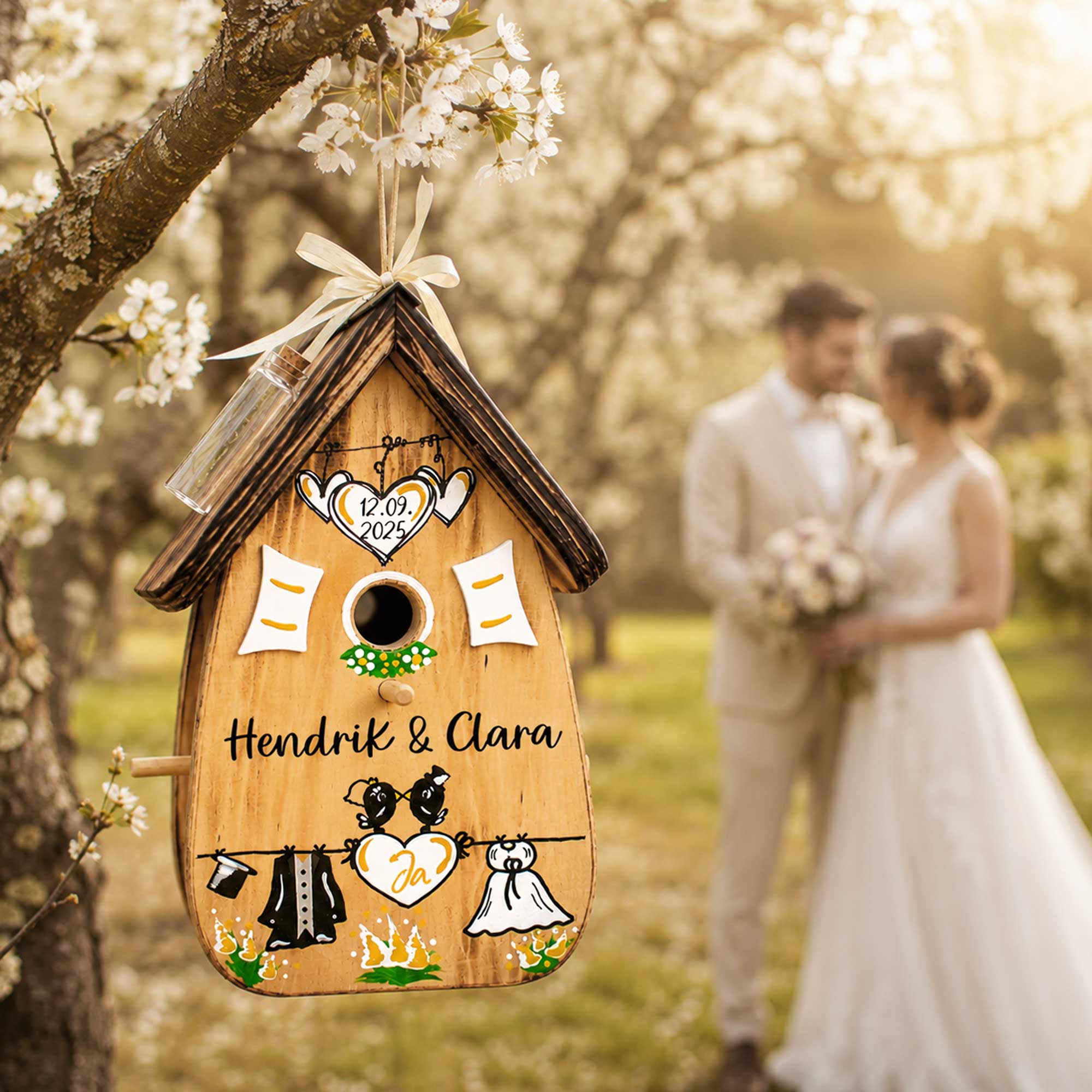 Alpen Hochzeit Holz Natur Wildblumen Hochzeit Geschenk rustikal, Persönliches Personalisiertes Hochzeitsgeschenk