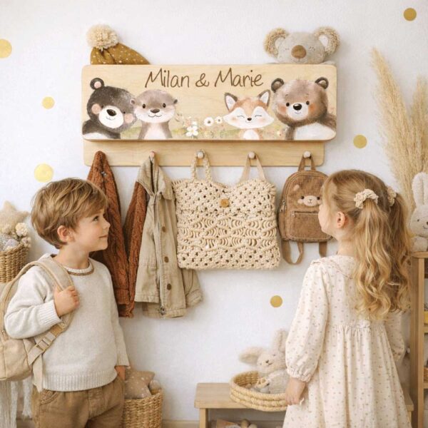 Garderobe für Kinder Kinderzimmer Geschenk Geschwistergarderobe persönliches Geschenk Kinder mit Name personalisiert