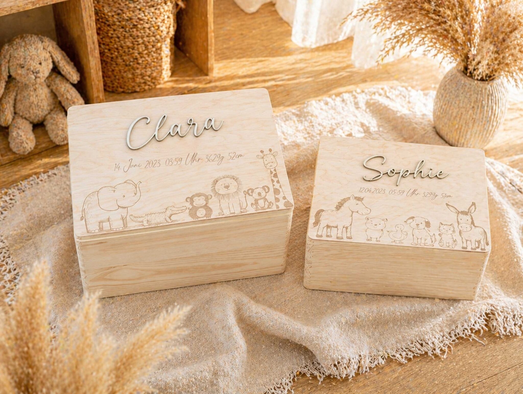 Erinnerungskiste baby Geburt Geschenk personalisiert graviert Laser Einzigartiges geburtsgeschenk