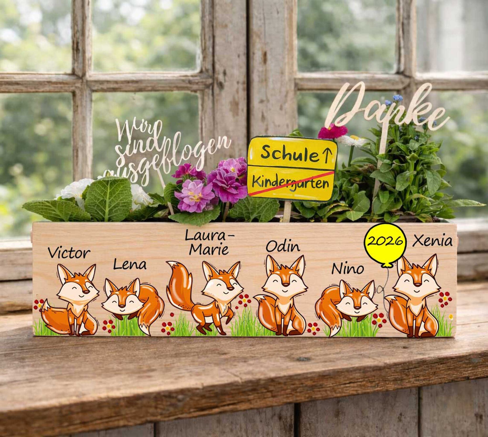Kindergarten Abschiedsgeschenk Erzieherin Idee geschenkidee nachhaltiges geschenk kreativ Blumen Füchse Fuchsklasse schlaue Füchse
