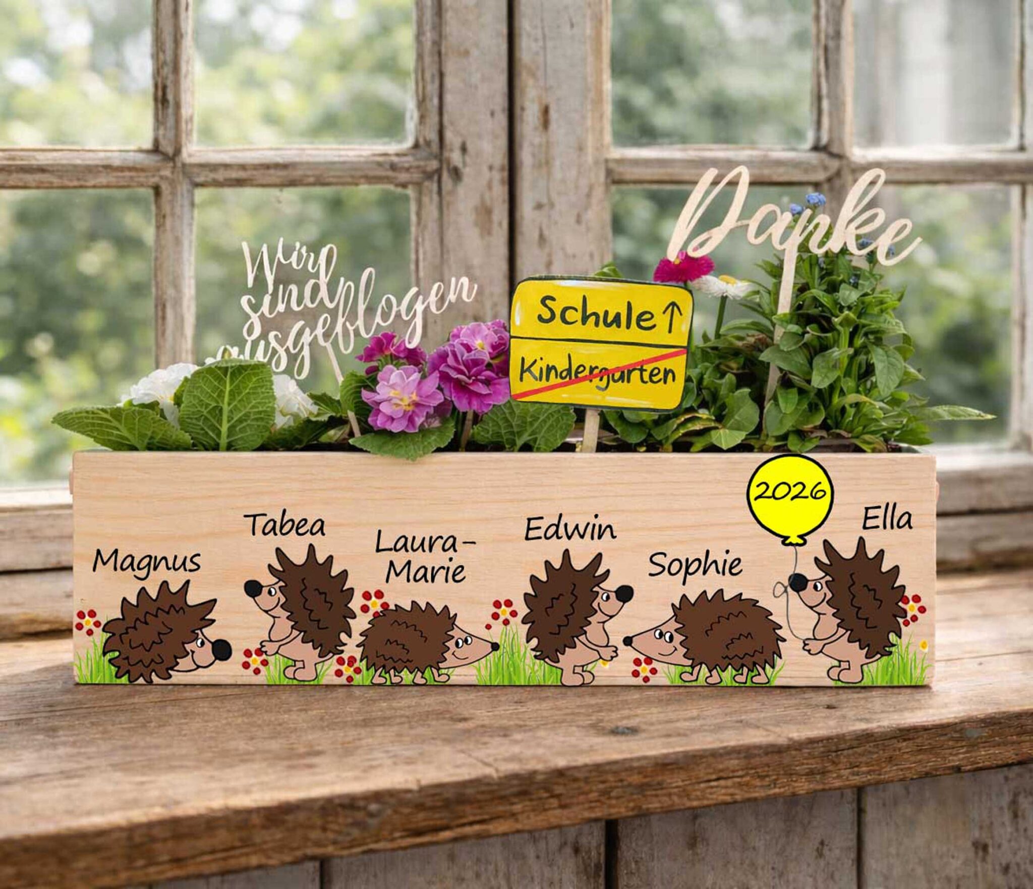 Kindergarten Abschiedsgeschenk Erzieherin Idee geschenkidee nachhaltiges geschenk kreativ Blumen Igel Igelgruppe