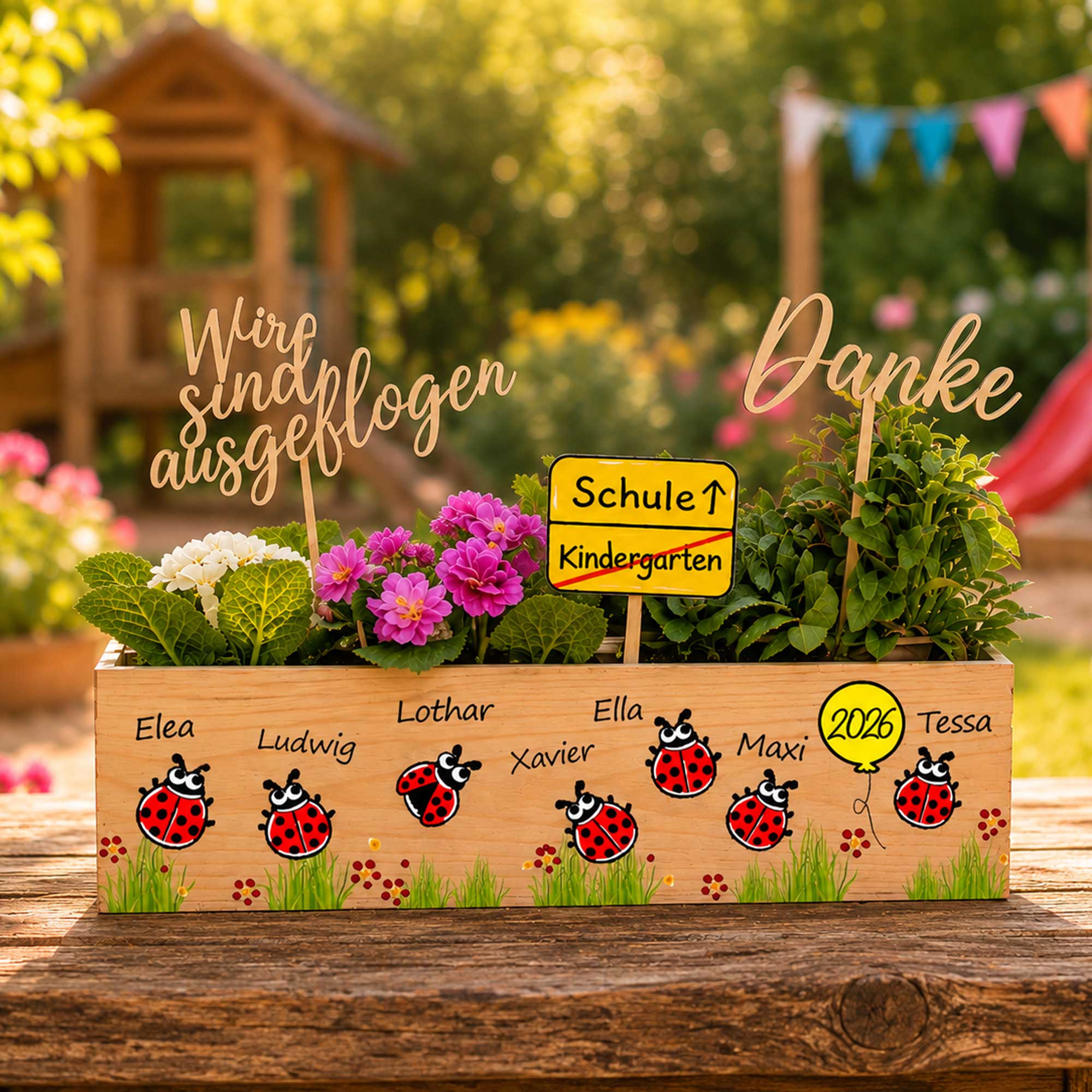 Kindergarten Abschiedsgeschenk Erzieherin Idee geschenkidee nachhaltiges geschenk kreativ Blumen Bienen Marienkäfer bleibende Erinnerungen